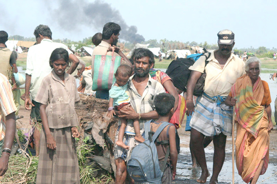 Flucht von tamilische Zivilisten in Sri Lanka im Jahr 2009