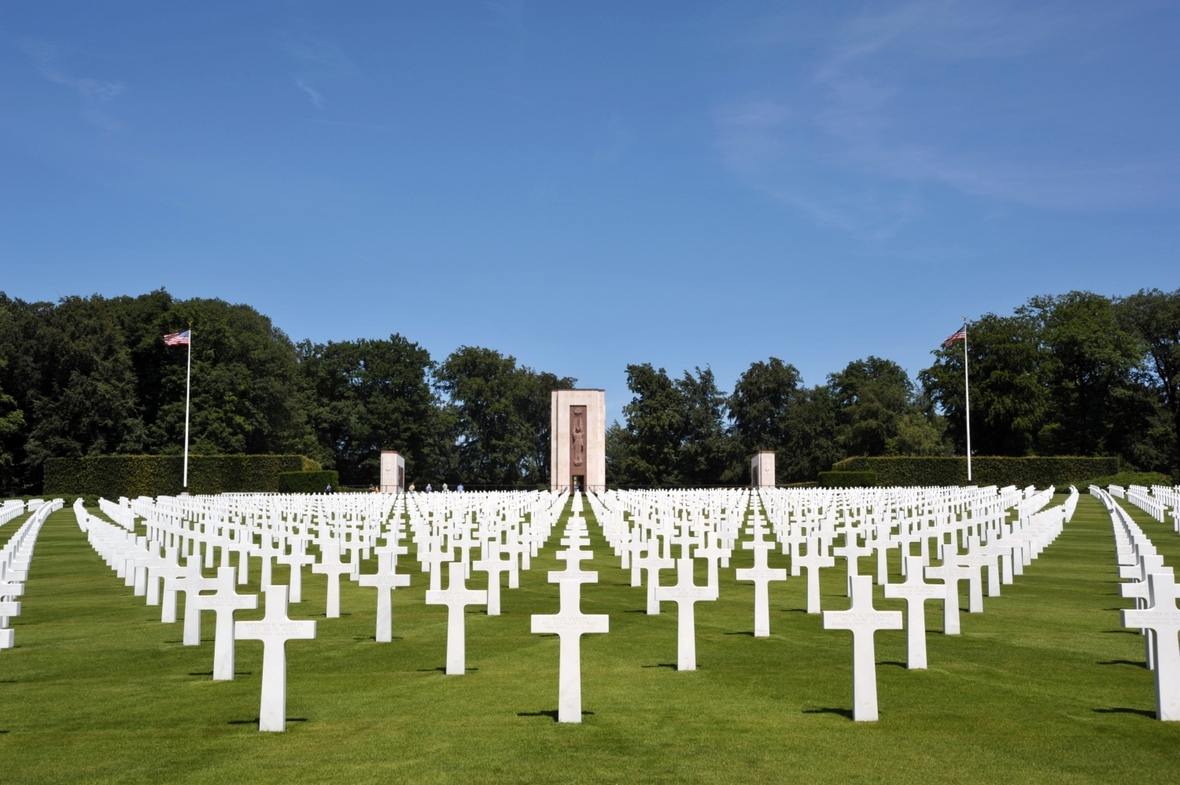 Soldatenfriedhof in Hamm, Luxemburg. Hier sind mehr als 5000 amerikanische Soldaten begraben, die am Ende des Krieges gestorben sind.