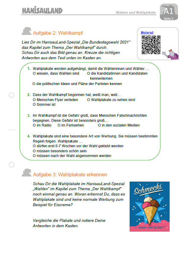 Vorschaubild Arbeitsblatt zum Wahlplakatetool