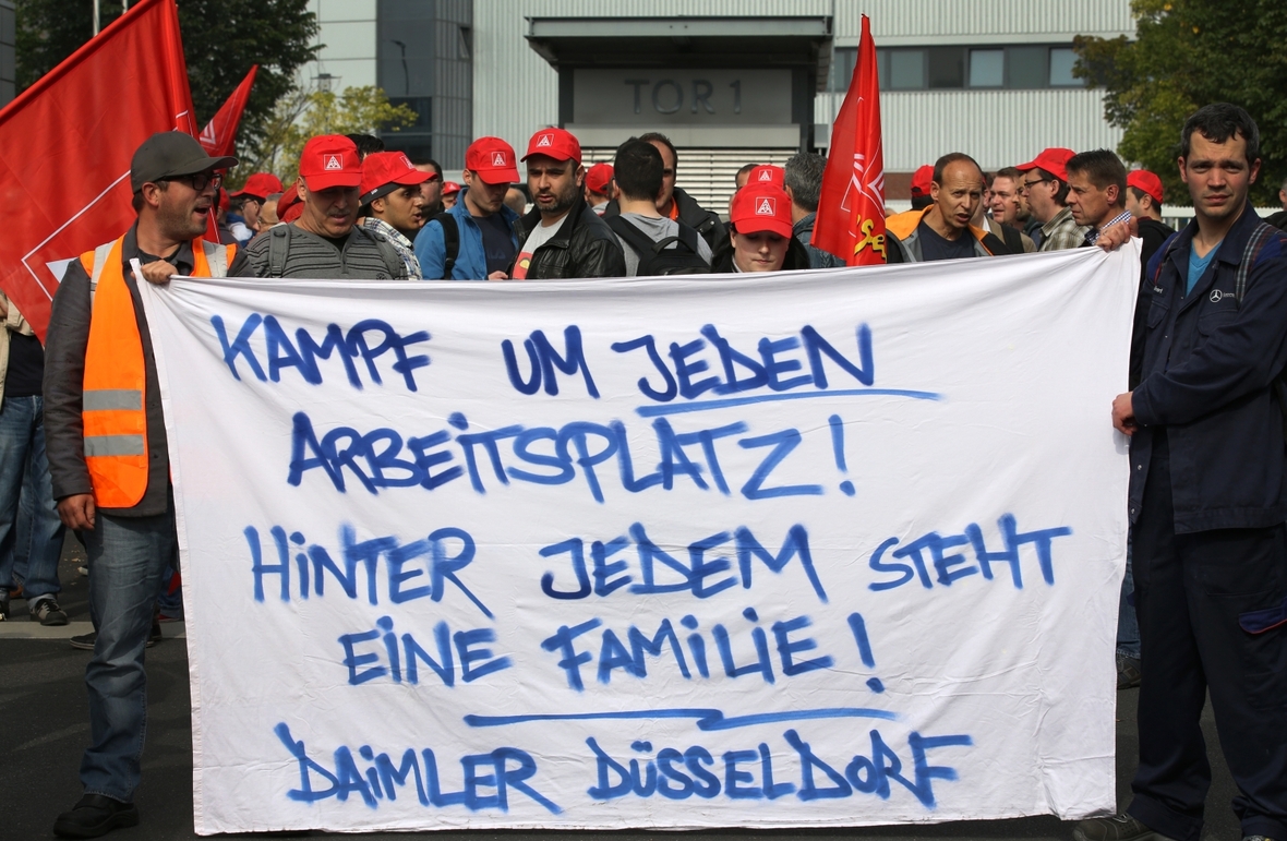تظاهرة لنقابة عمال الصلب في دوسيلدورف للمطالبة بتأمين أماكن العمل عام  2014
