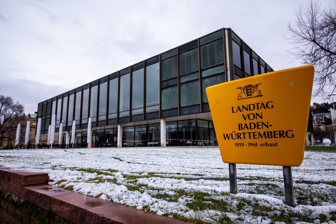 Außdenansicht des Landtagsgebäudes von Baden-Württemberg in der Landeshauptstadt Stuttgart.