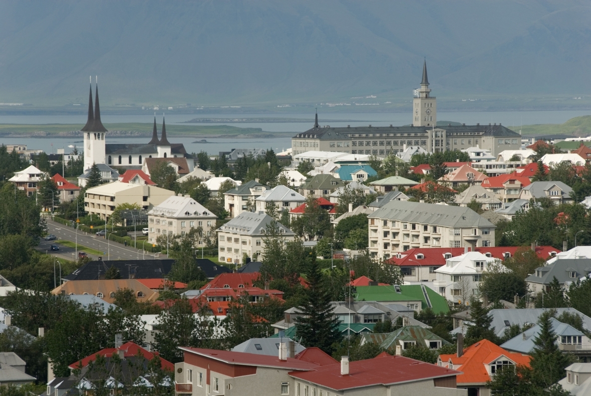Blick auf die isländische Hauptstadt Reykjavik