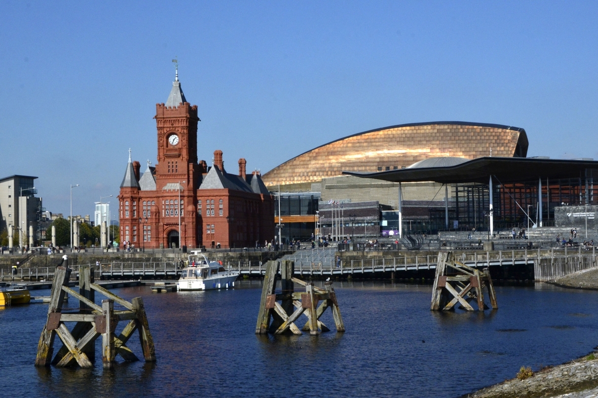Hafen von Cardiff, der Hauptstadt und größten Stadt von Wales im Vereinigten Königreich Großbritannien und Nordirland