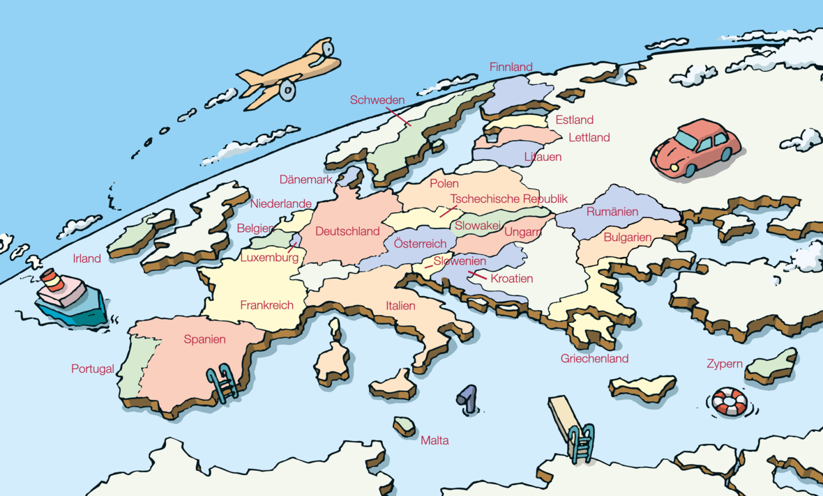 Perspektivische Zeichnung der Europäischen Union