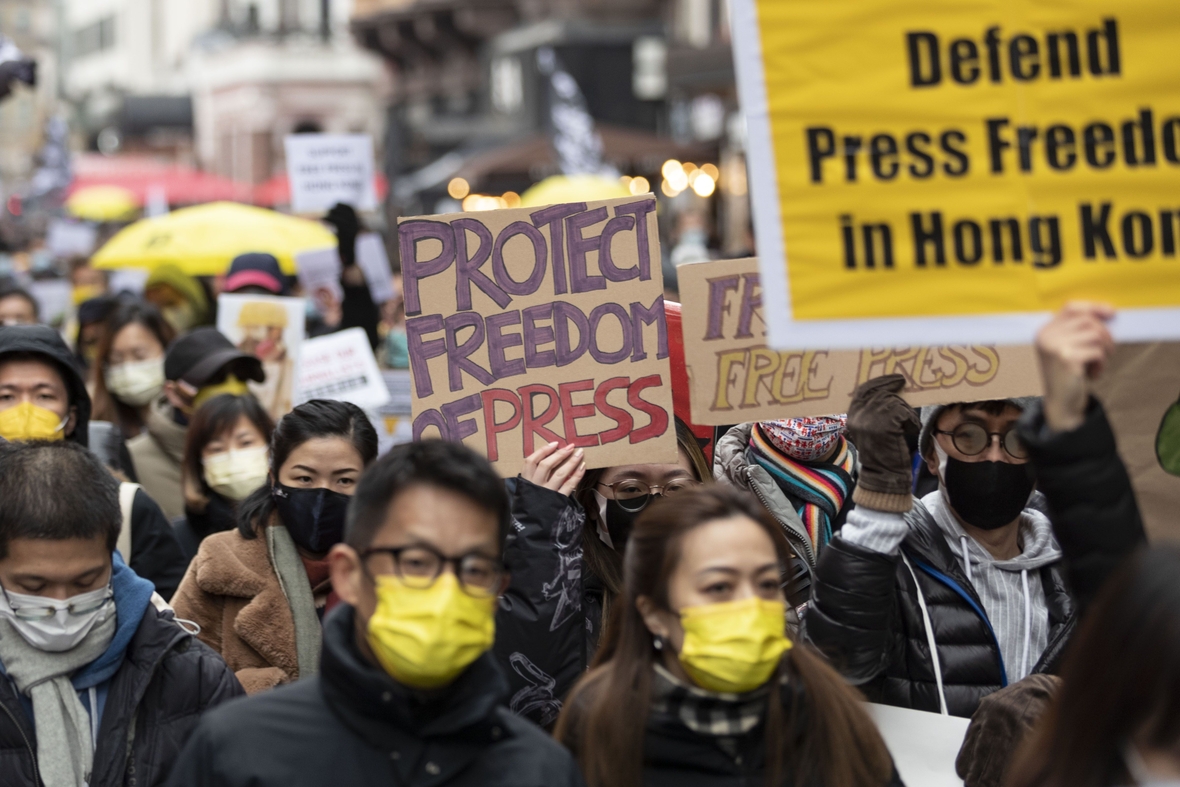 Demonstration in London 2022 für Pressefreiheit in Hongkong