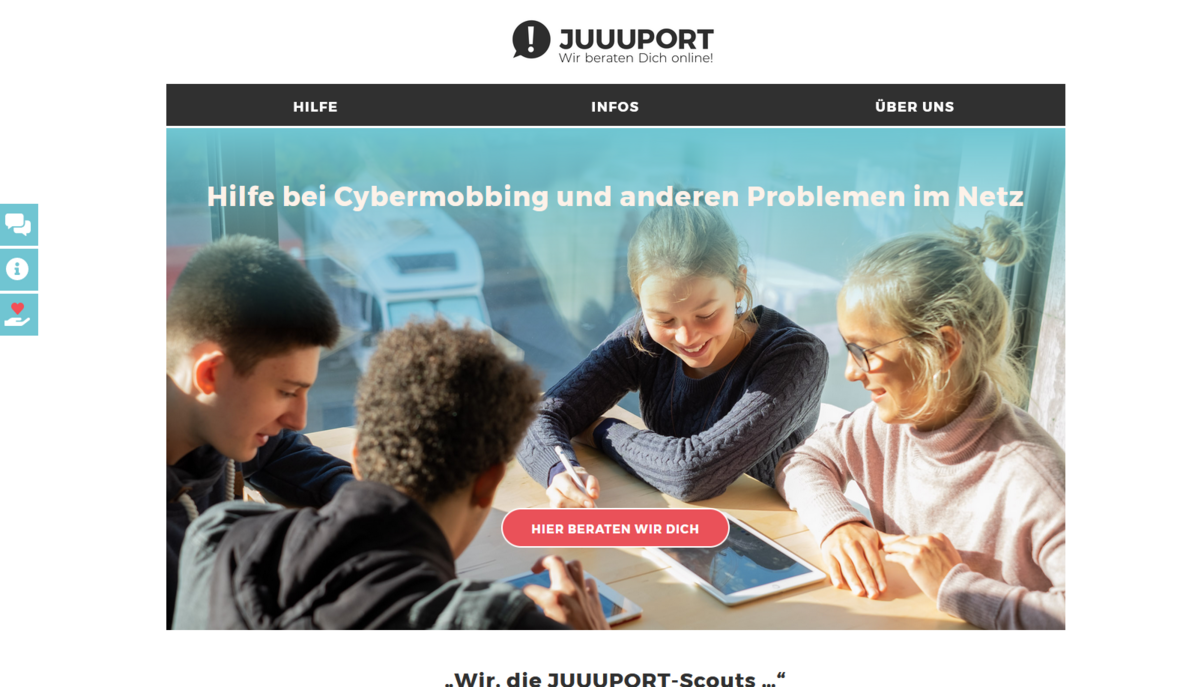 Screenshot Startseite https://www.juuuport.de