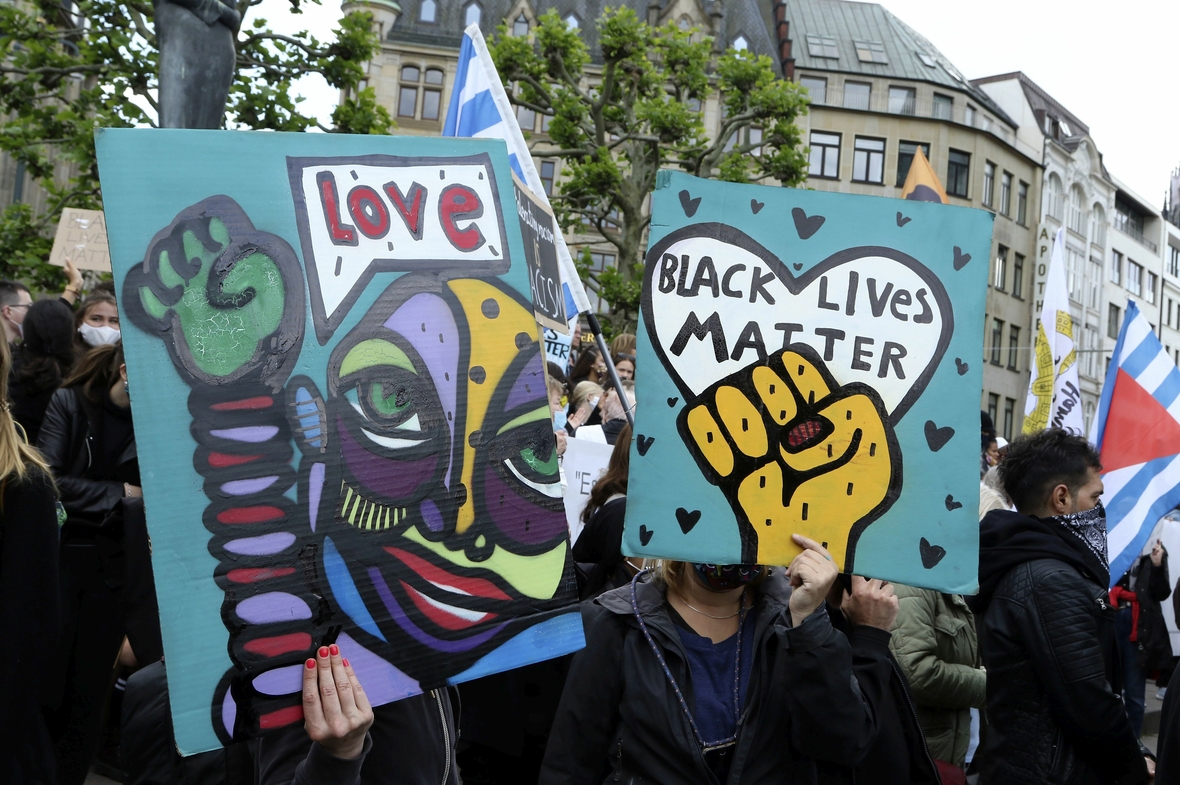 6. Juni 2020: Demonstranten bei einer Protestkundgebung gegen Rassismus in Hamburg
