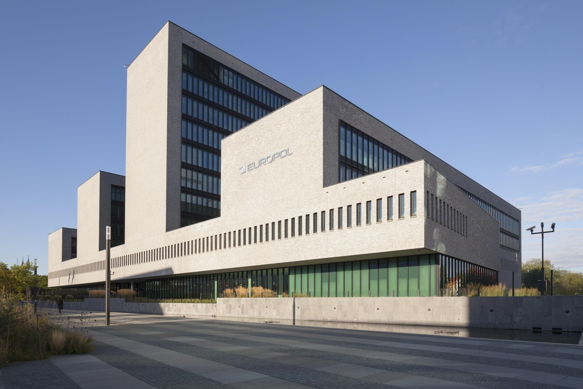 Blick auf das Gebäude in Den Haag, Niederlande, in dem die Europäische Polizeibehörde Europol arbeitet.