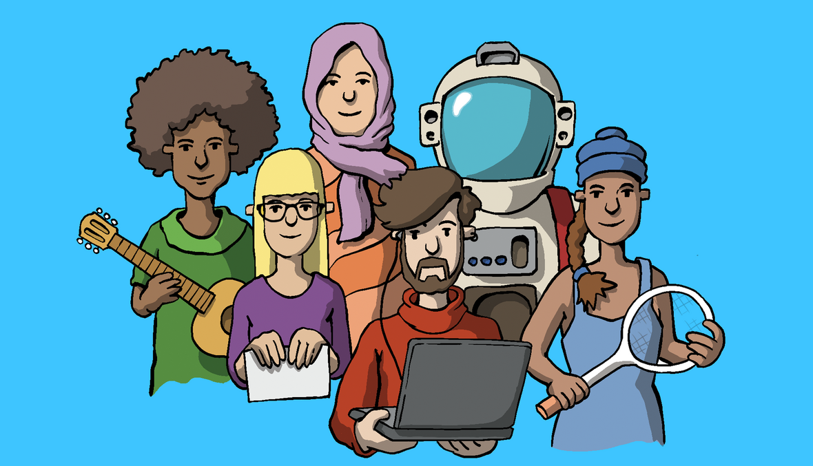 Viele unterschiedliche Menschen. IIllustration zu Artikel 2 des Grundgesetzes: Das Recht auf die freie Entfaltung seiner Persönlichkeit