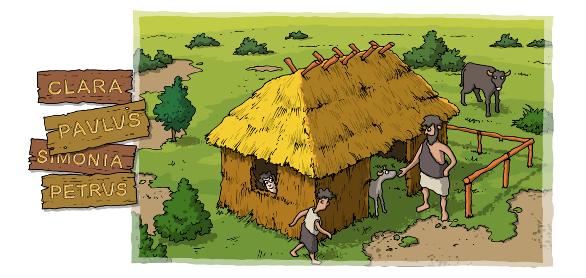 Illustration einer Hütte zur römischen Zeit