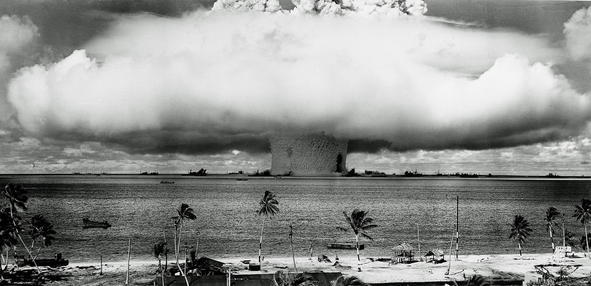 Atombombentest der USA im Juli 1946 im Bikini Atoll, Pazifik.