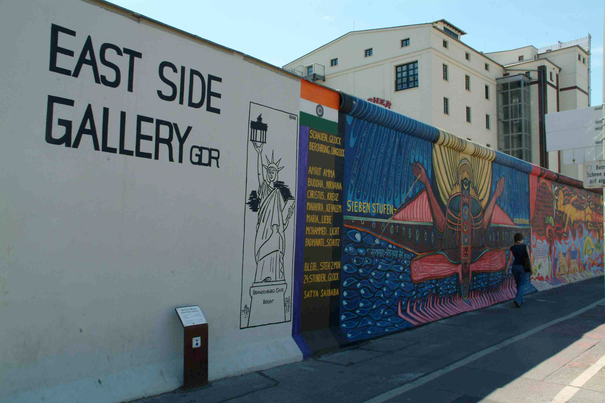 Die bunte „East-Side-Gallery“ im Berliner Stadtteil Friedrichshain.