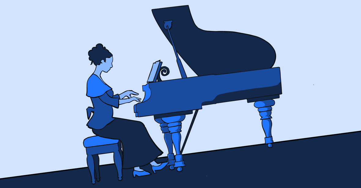Illustration Frau am Klavier