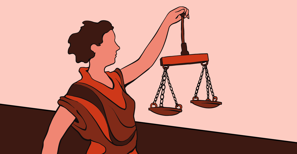 Illustration Frau mit Waage