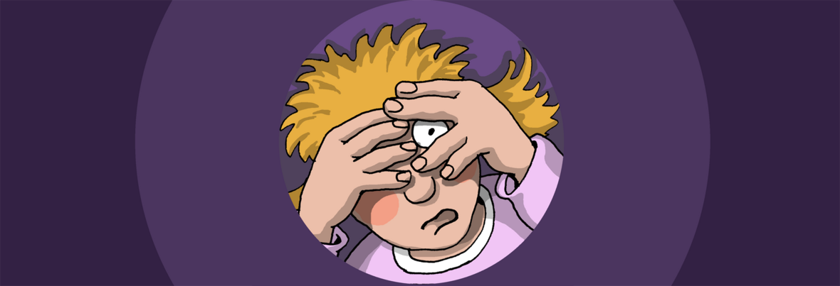 Die Illustration zum Thema Altersfreigabe zeigt ein Kind, das die Hände vor die Augen hält, weil es Angst hat.