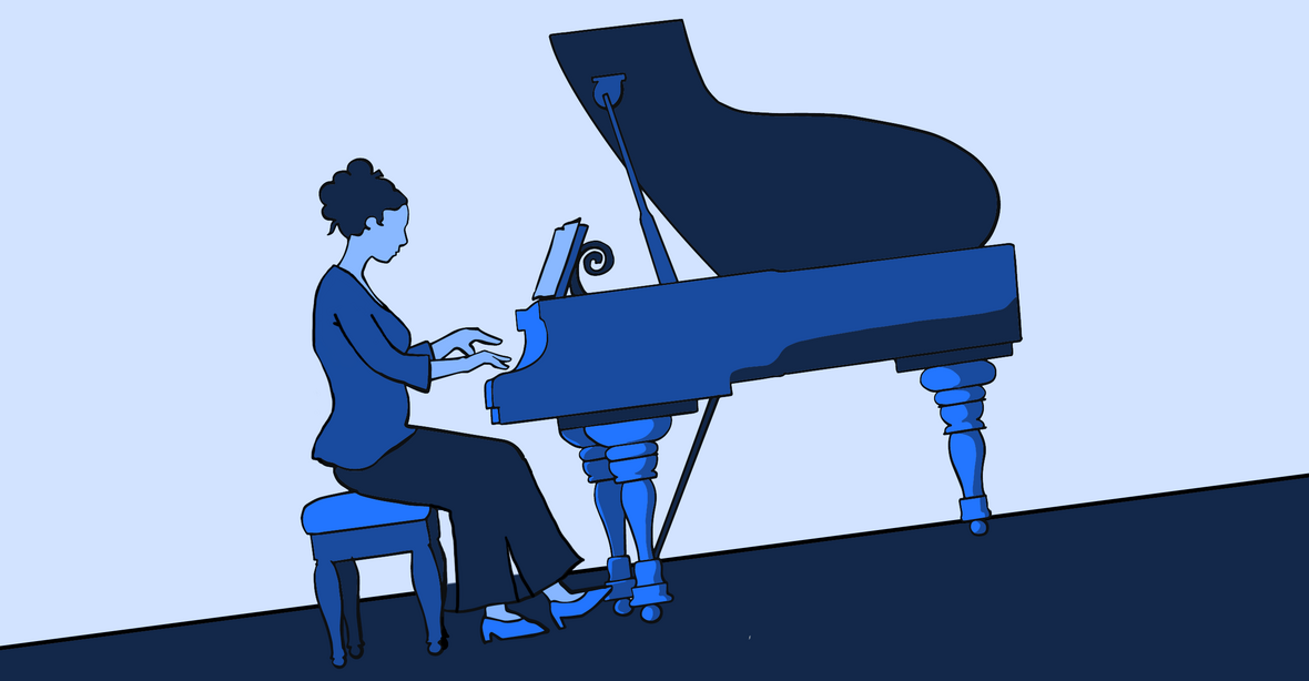Illustration Frau am Klavier