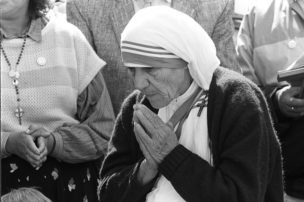 Mutter Teresa, 1910-1997, kümmerte sich um Verlassene und Sterbende in den Slums von Kalkutta, Indien. 1979 erhielt sie den Friedensnobelpreis. 