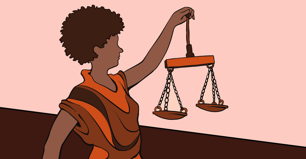 Illustration Frau mit Waage