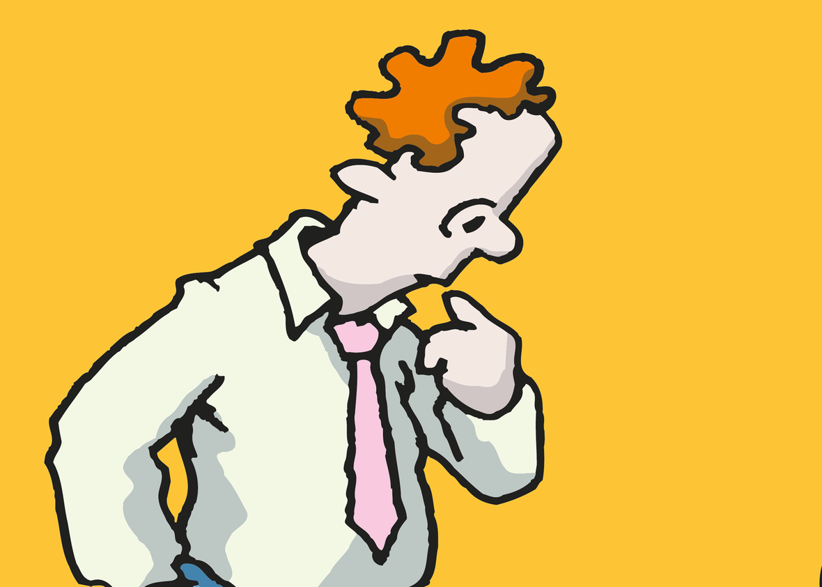 Mann denkt nach. IIllustration zu Artikel 3 des Grundgesetzes: Männer und Frauen sind gleichberechtigt.