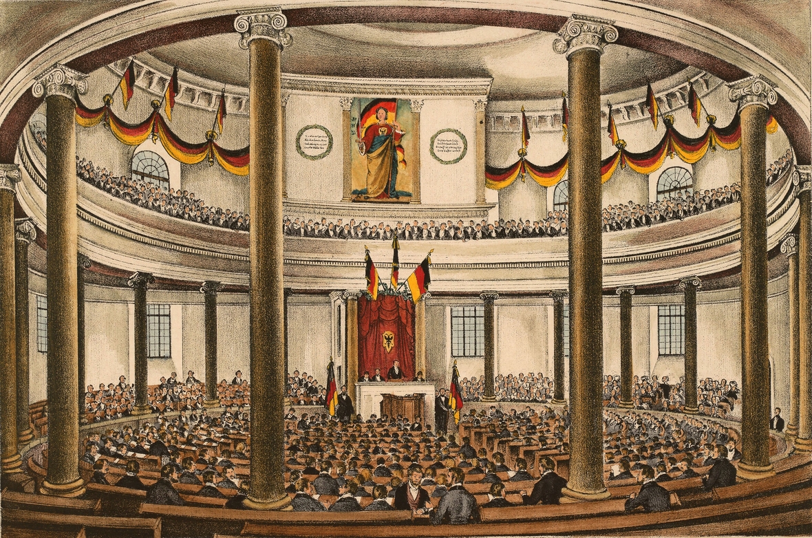 Bild von der Eröffnung der Nationalversammlung 1848 in der Paulskirche in Frankfurt am Main