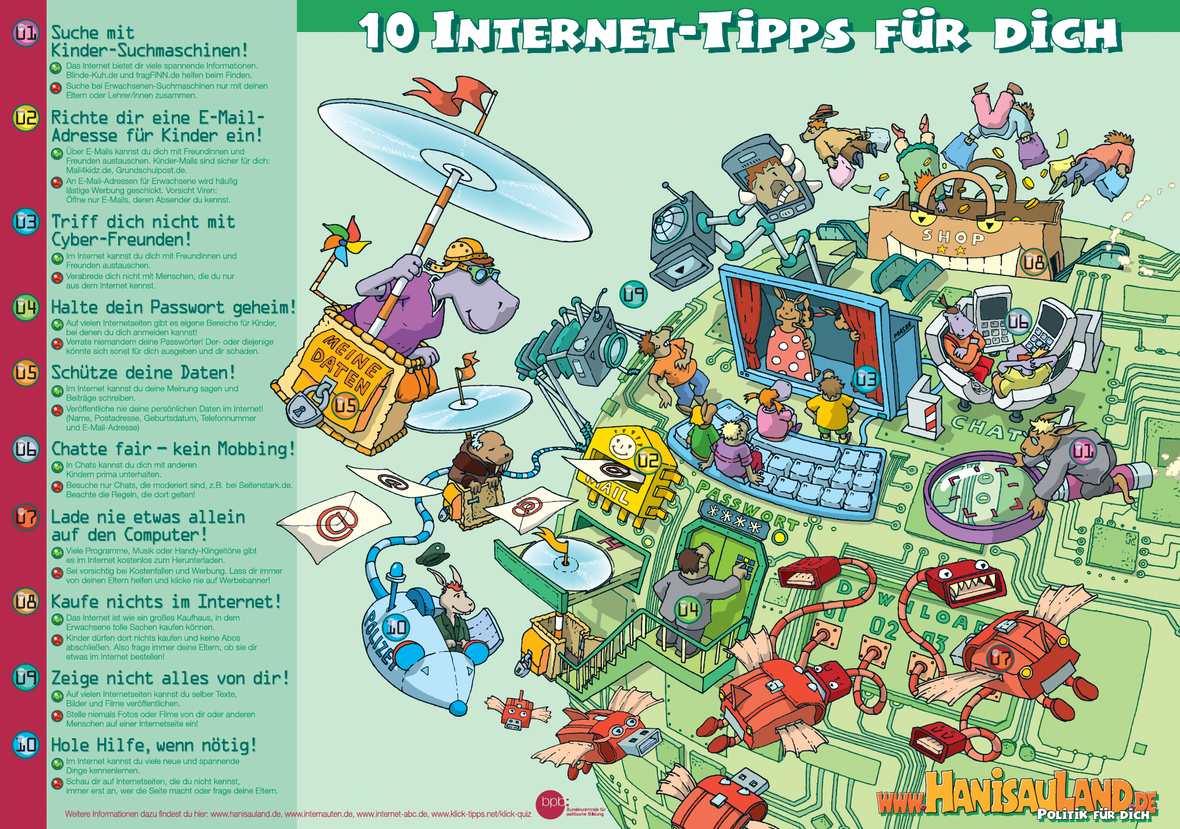 10 Internet-Tipps für dich (HanisauLand Plakat)