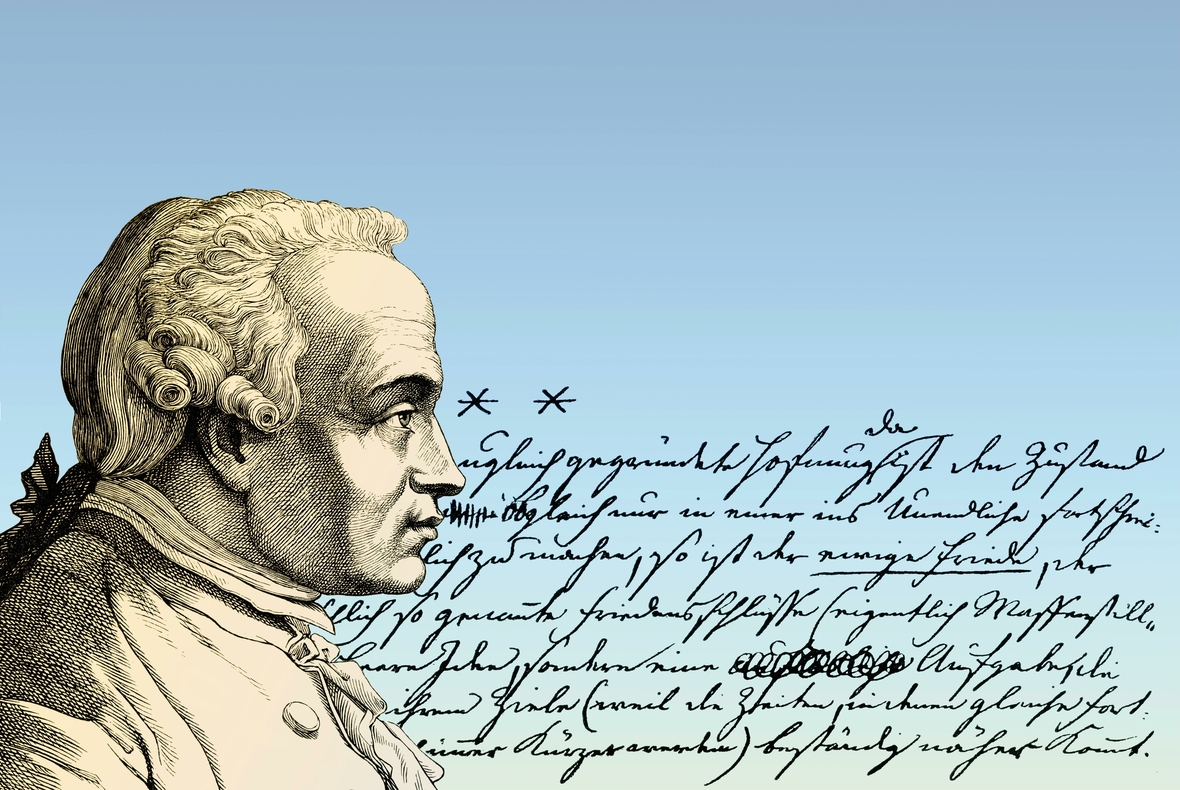 Seitenansicht von Immanuel Kant (1724-1804),  dem bedeutendsten deutschen Philosophen der Aufklärung