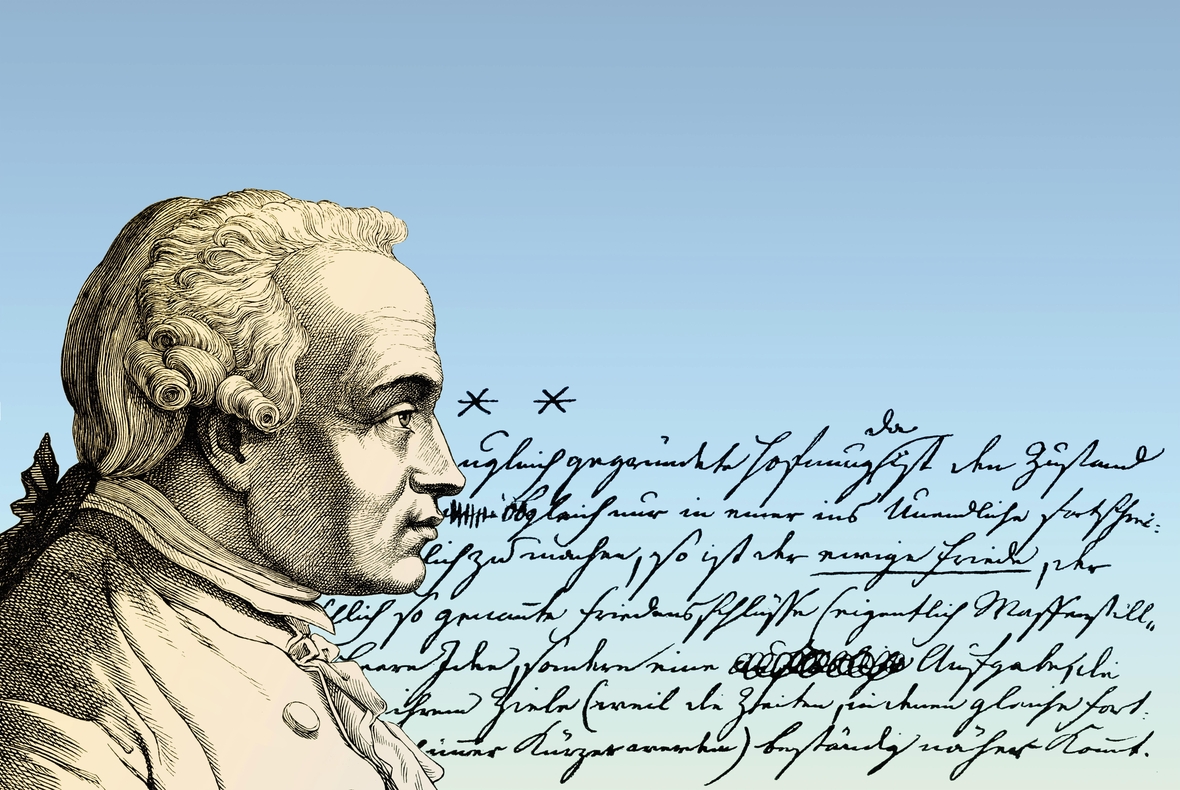 Seitenansicht von Immanuel Kant (1724-1804),  dem bedeutendsten deutschen Philosophen der Aufklärung