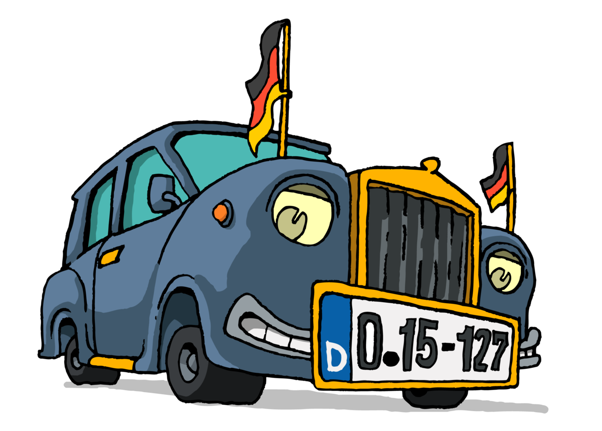 Illustration eines Diplomatenwagens