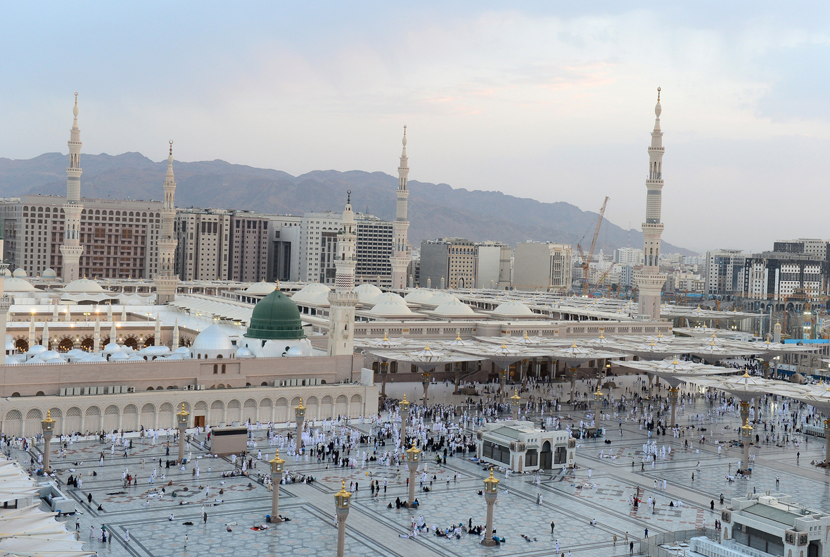 Blick auf "Masjid al Nabawi", das Grab Muhammads in Medina, Saudi-Arabien