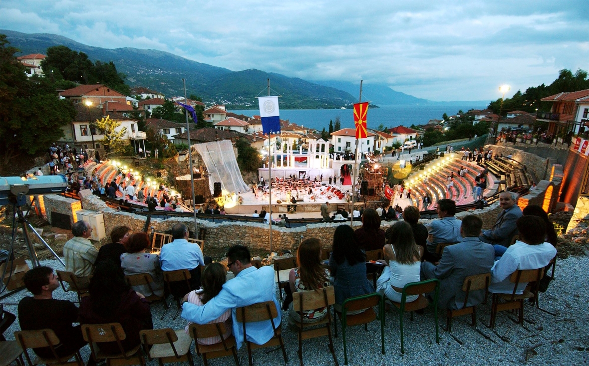 Das antike Theater in Ohrid in Nordmazedonien.
