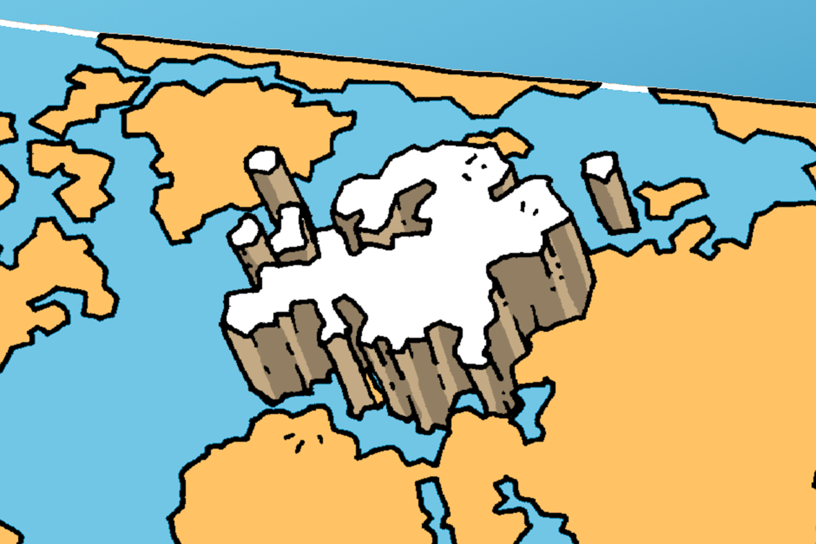 Europa als Ausschnitt einer Weltkarte optisch hervorgehoben.