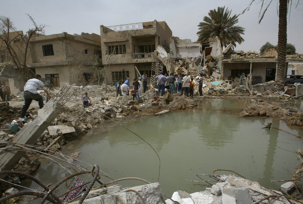 Zerstörte Häuser im Irak-Krieg 2003.