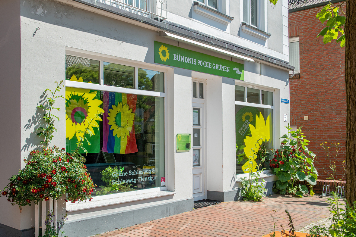 Das Wahlkreisbüro des Abgeordneten und Bundesministers Robert Habeck, Bündnis 90/Die Grünen, in Flensburg. 