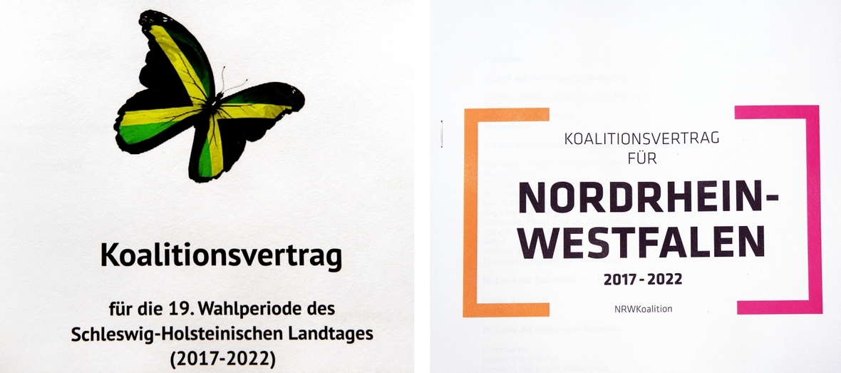 Koalitionsverträge, die 2017 in Schleswig-Holstein und in Nordrhein-Westfalen geschlossen wurden.