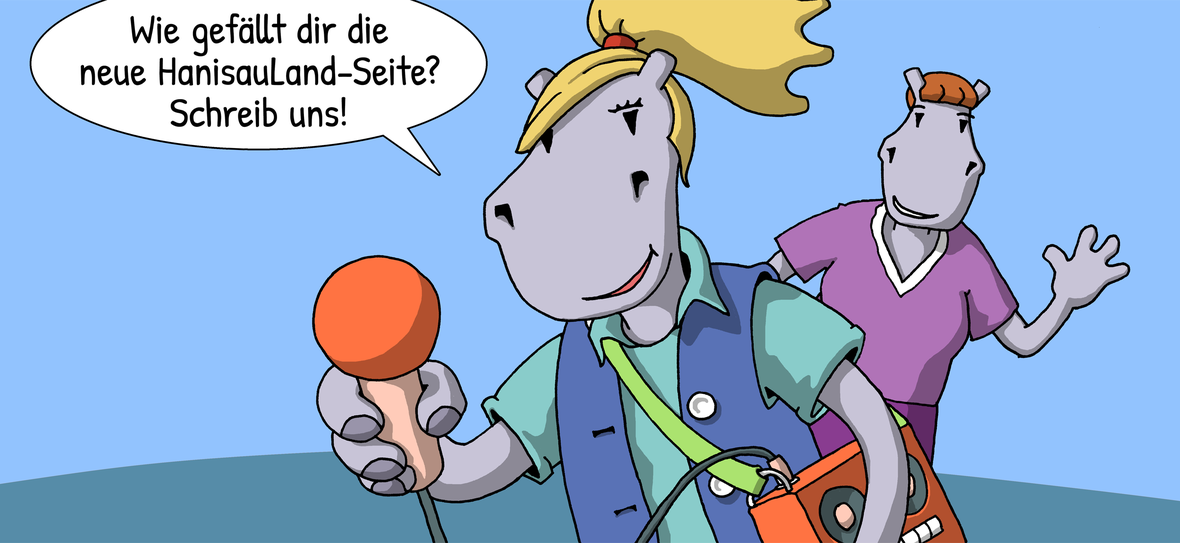 Hippa möchte von den HanisauLand-Besucher/innen wissen, wie ihnen die Webseite nach dem Relaunch gefällt.