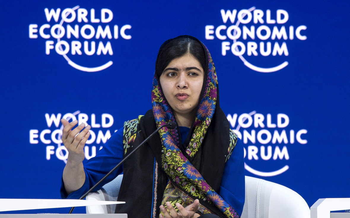 Eine junge Rednerin in Davos 2018: die Nobelpreisträgerin Masala Yousafzai.