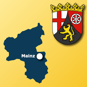 Umriss und Wappen von Rheinland-Pfalz