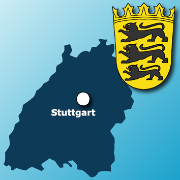 Umriss und Wappen von Baden-Württemberg