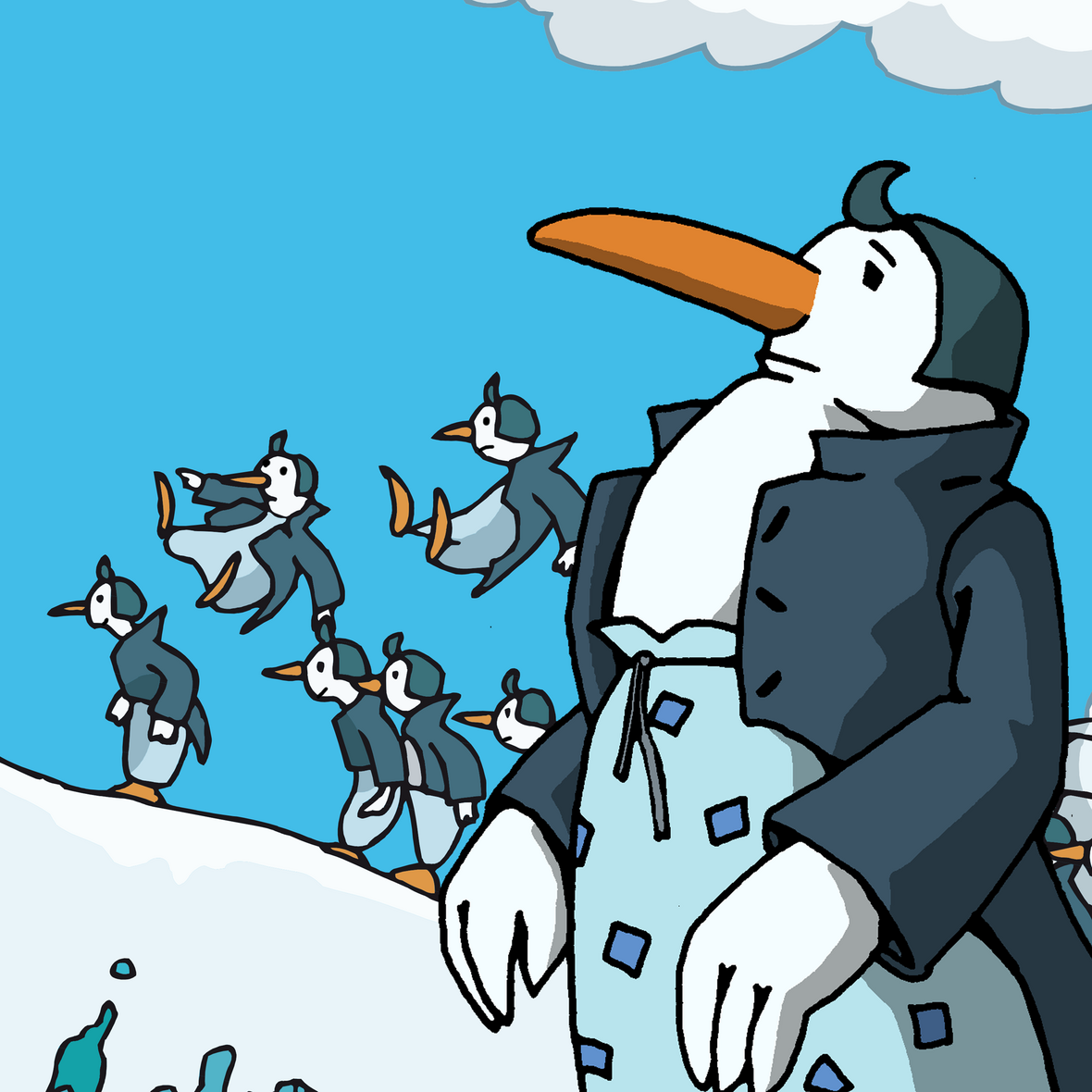 Illustration mit Pinguinen