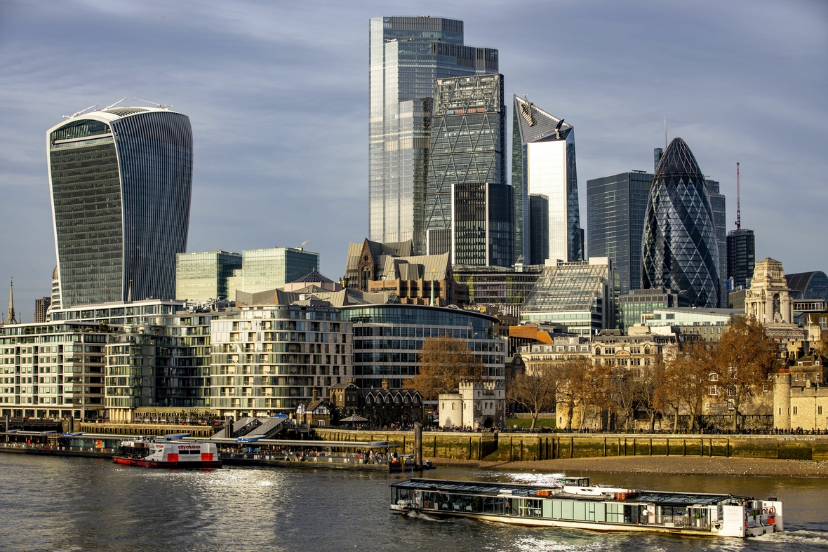 Skyline des Bankenviertel von London, Großbritannien