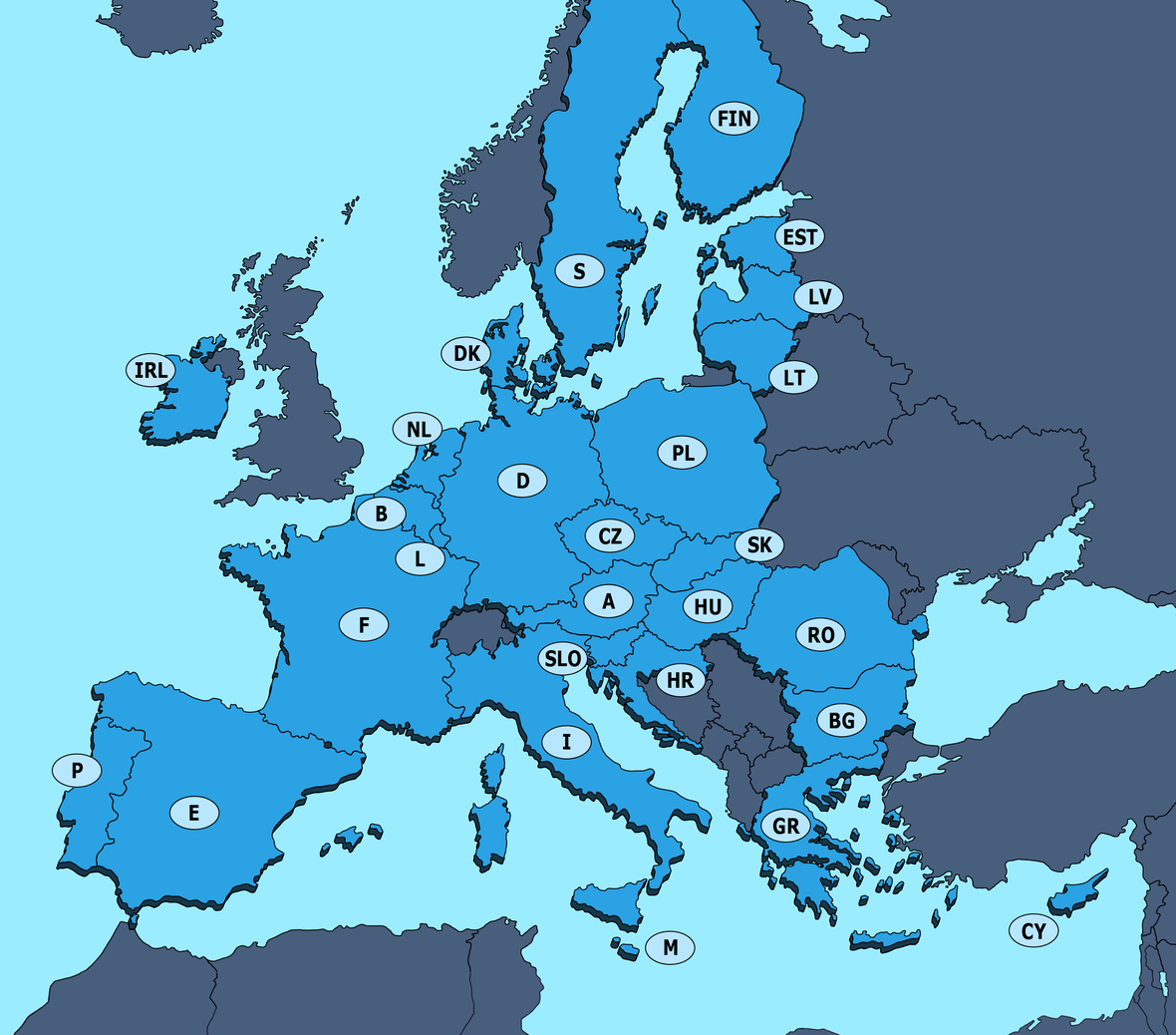 L nderk rzel Europe Eu Und Rest Der Welt HJJPNS