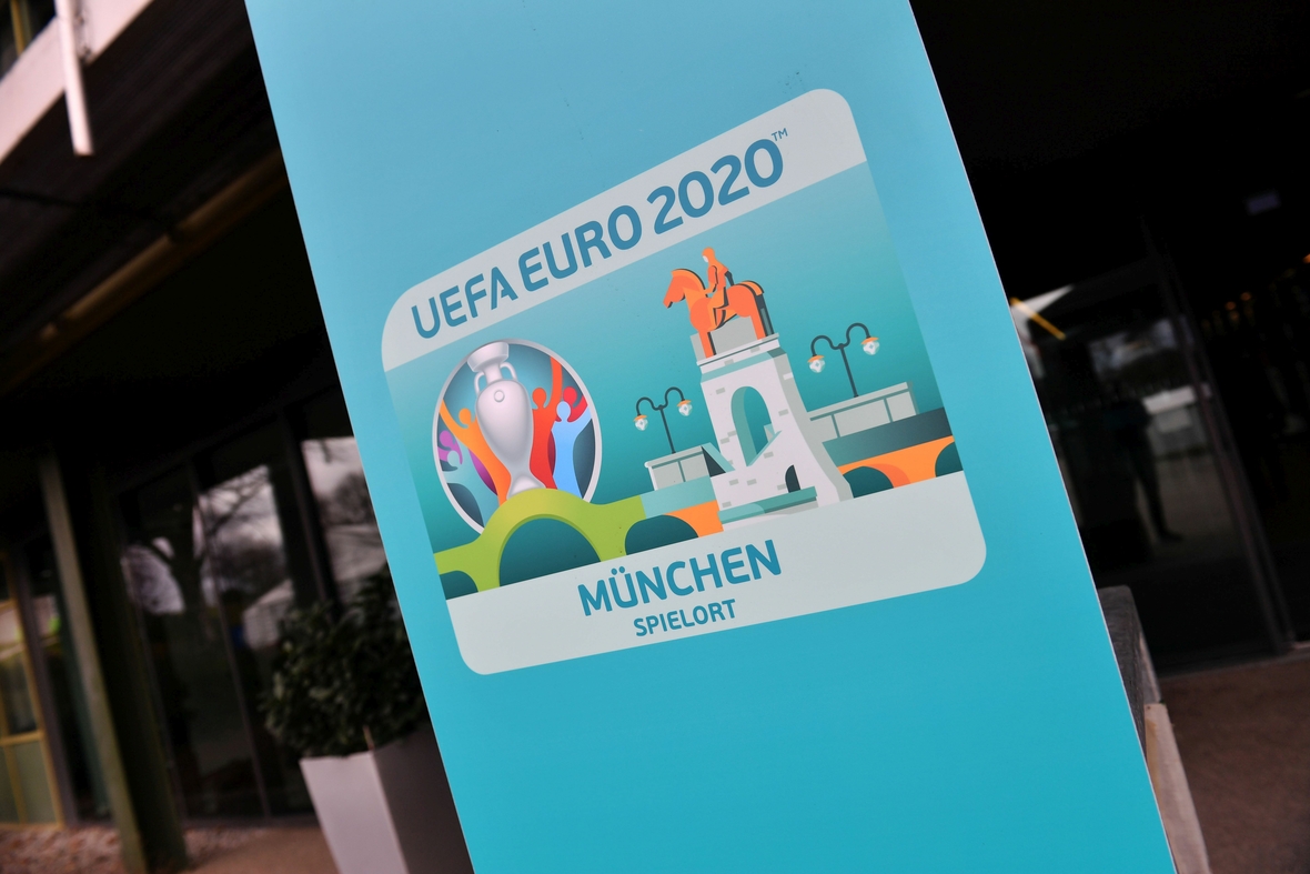 In München werden Spiele der EURO 2020 ausgetragen. Bild zeigt Logo des Spielortes München.