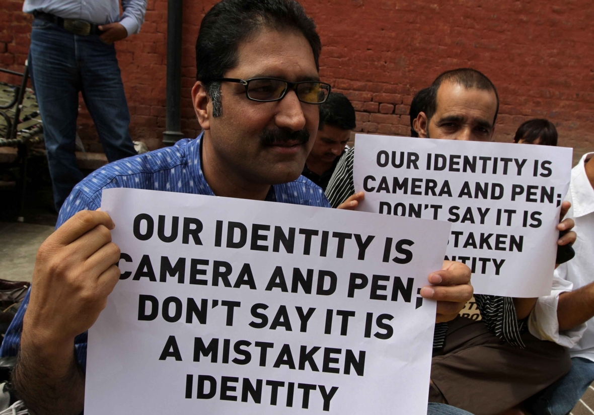 Demonstration in Indien gegen Zensur und für Pressefreiheit