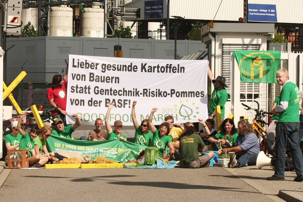 Proteste gegen gentechnisch veränderte Lebensmittel.