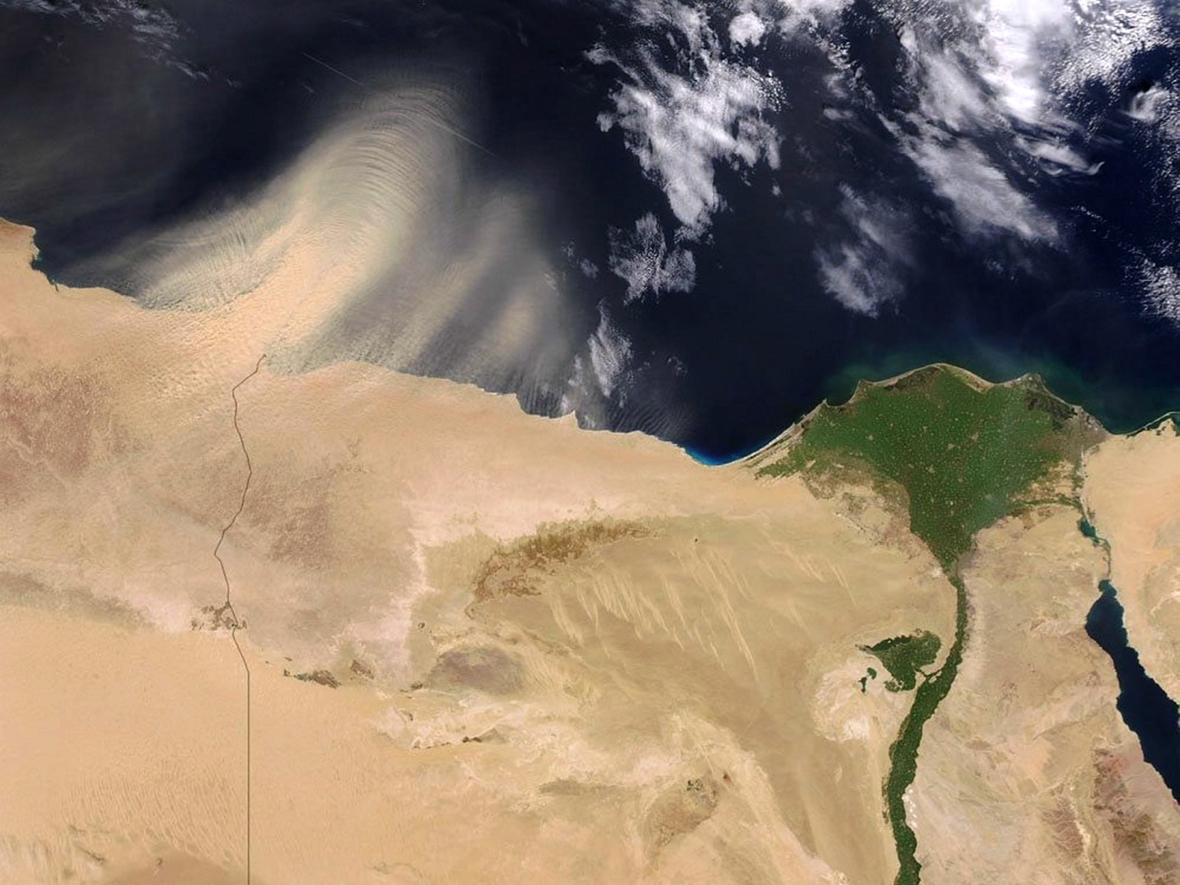 Die Satellitenaufnahme zeigt: Der Nil "begrünt" Ägypten.