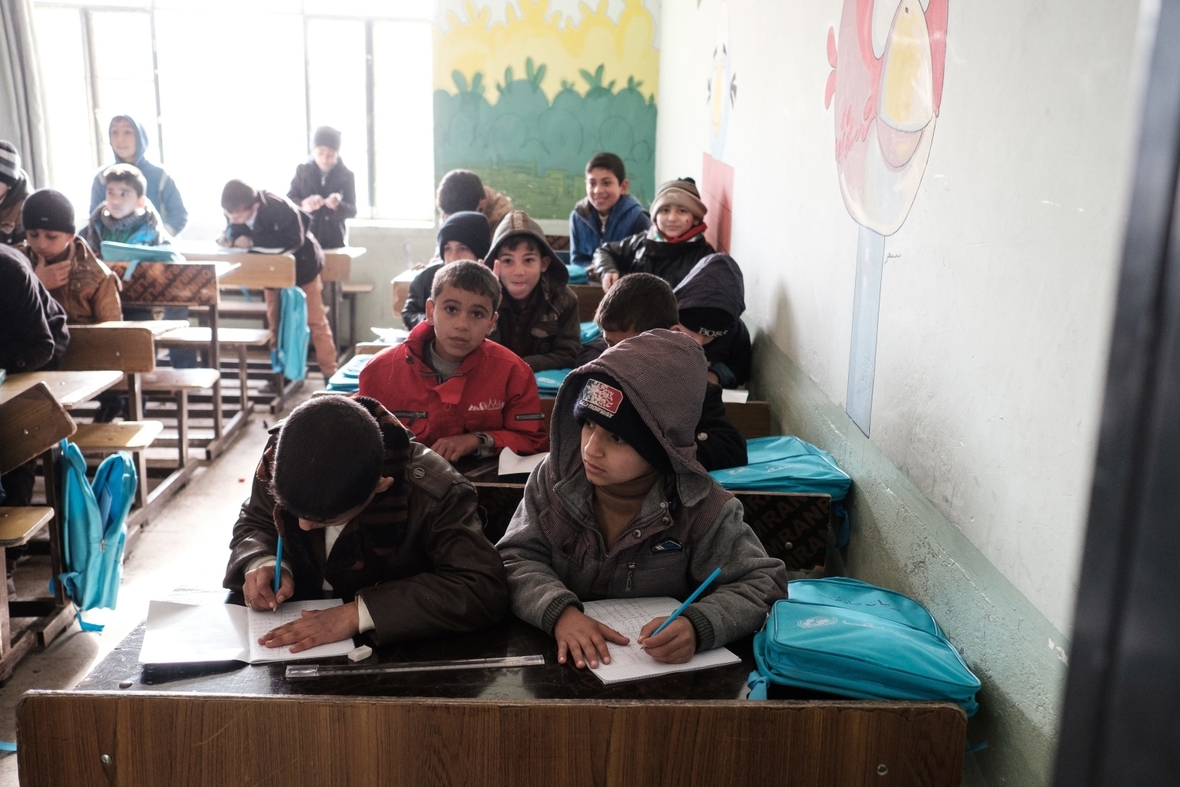Kinder im Schulunterricht in Mossul, im Norden des Irak.
