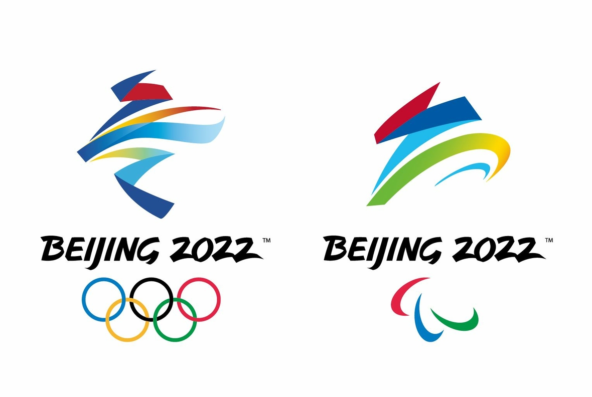 Logos der Olympischen Winterspiele und Winter-Paralympics 2022 in Peking