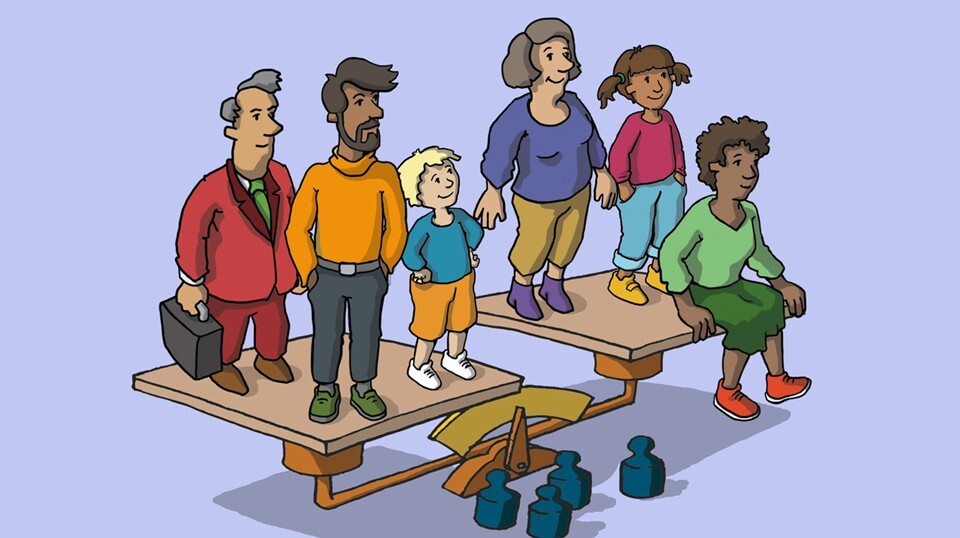 Verschiedene Menschen stehen auf einer Waage. Bei der Gleichberechtigung von Männer und Frauen ist schon viel passiert - es muss aber noch mehr erfolgen.
