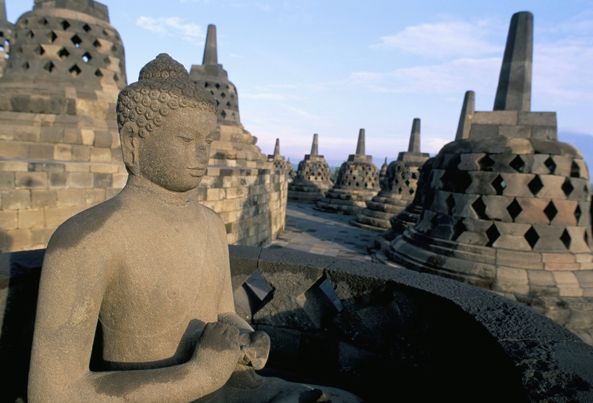 Die Borobodur-Tempelanlage in Indonesien gehört zum UNESCO-Weltkulturerbe