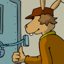 Der Hase schließt alle Türschlösser sorgsam ab.